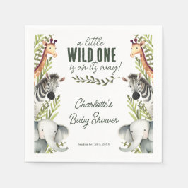 Wild One Safari Animals Boy Baby Shower Serviette
