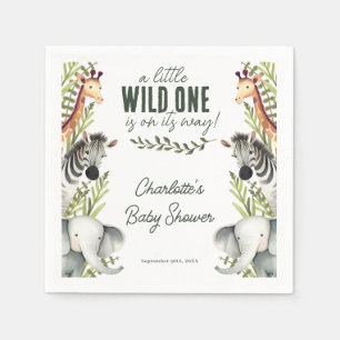 Wild One Safari Animals Boy Baby Shower Serviette