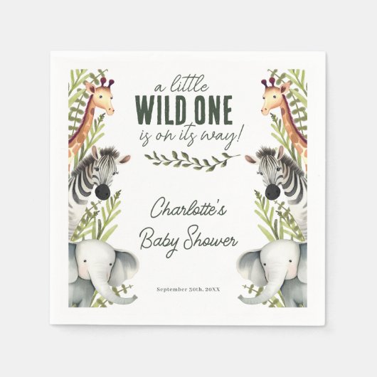 Wild One Safari Animals Boy Baby Shower Serviette (Vorderseite)