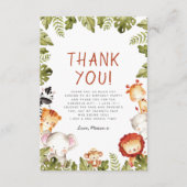 Wild One Safari Animals Boy Birthday Party Dankeskarte (Vorderseite)