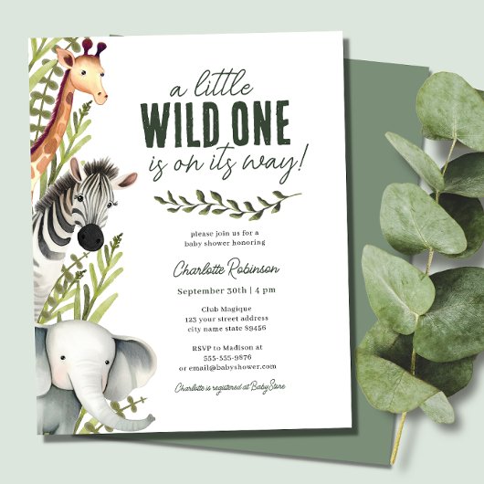 Wild One Safari Animals Budget Baby Shower laden e