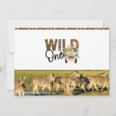 Wild One Safari Animals Erster Geburtstag Junge Einladung (Rückseite)
