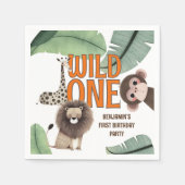 Wild One Safari Animals First Birthday Party Serviette (Vorderseite)