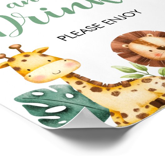 "Wild ONE Safari Animals Food and Drinks"-Zeichen Poster (Ecke)