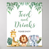 "Wild ONE Safari Animals Food and Drinks"-Zeichen Poster (Vorne)