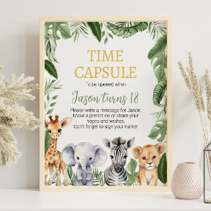 Wild One Safari Animals Geburtstag Time Kapsel Zei Poster