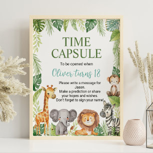 Wild One Safari Animals Geburtstag Time Kapsel Zei Poster