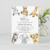 Wild One Safari Animals Gender Neutral Baby Shower Einladung (Stehend Vorderseite)