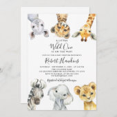 Wild One Safari Animals Gender Neutral Baby Shower Einladung (Vorne/Hinten)
