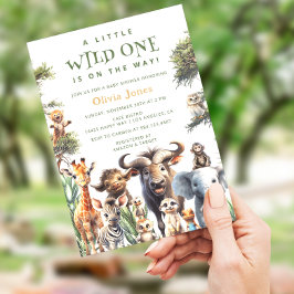 Wild One Safari Animals Gender Neutral Baby Shower Einladung