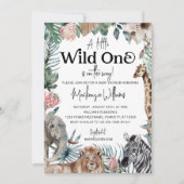 Wild One Safari Animals Gender Neutral Baby Shower Einladung (Vorderseite)