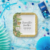 Wild One Safari Animals Gold Glitzer Baby Shower P Pappteller (Party)