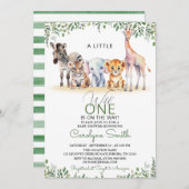 Wild One Safari Animals Greenerity Boy Baby Shower Einladung (Vorne/Hinten)