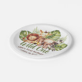 Wild One Safari Animals Greenery Erster Geburtstag Pappteller (Schrägansicht)