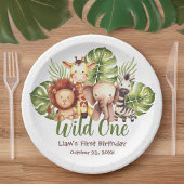 Wild One Safari Animals Greenery Erster Geburtstag Pappteller