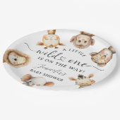 Wild One Safari Animals Jungle Baby Shower Pappteller (Schrägansicht)