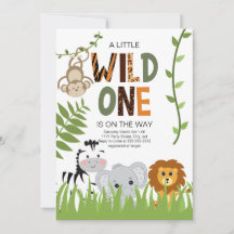 Wild One Safari Animals Kinderdusche Einladung