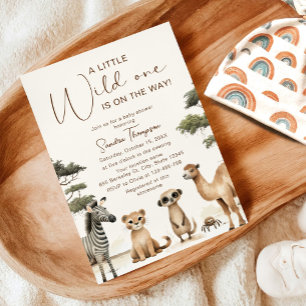 Wild One Safari Animals Kinderdusche Einladung
