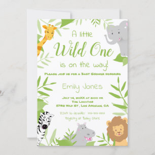 Wild One Safari Animals Kinderdusche Einladung