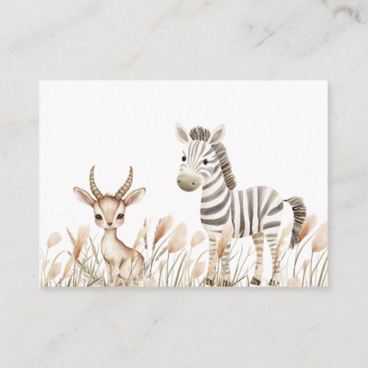 Wild One Safari Animals Neutral Baby Shower Begleitkarte (Rückseite)