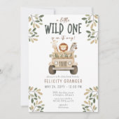 Wild One Safari Animals Neutral Baby Shower Einladung (Vorderseite)