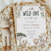Wild One Safari Animals Neutral Baby Shower Einladung