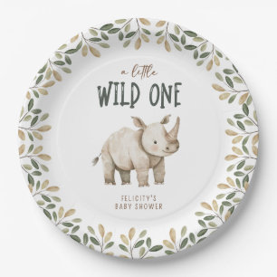 Wild One Safari Animals Neutral Baby Shower Pappteller