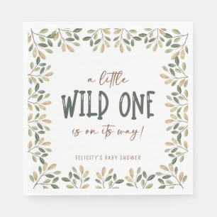 Wild One Safari Animals Neutral Baby Shower Serviette