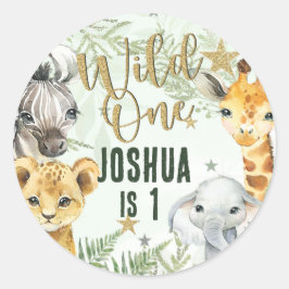 Wild One Safari Animals Round Stickers