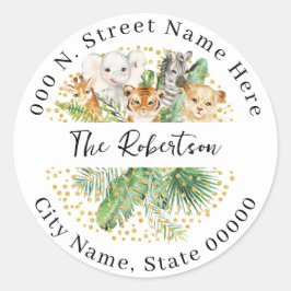 Wild One Safari Animals Rücksendeadresse Runder Aufkleber