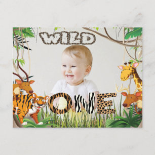 Wild One Safari Animals Safari Foto Boy Einladung