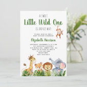 Wild One Safari Baby Boy Dusche Einladung (Stehend Vorderseite)
