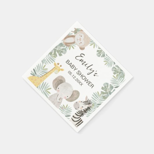 Wild One Safari Baby Dusche Begrüßungszeichen Serviette (Ecke)