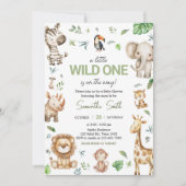 Wild One Safari Baby Dusche Einladung (Vorderseite)