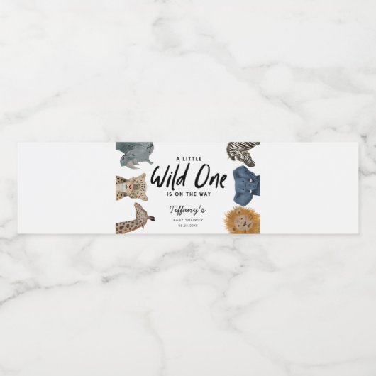 Wild One Safari Baby Dusche Wasserflaschenetikett (Einzelnes Label)