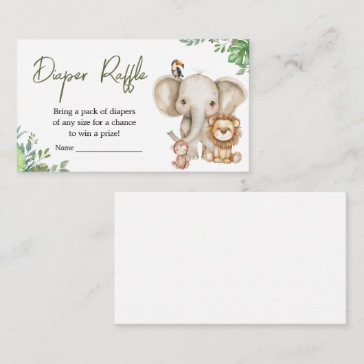 Wild One Safari Baby Duwer Windelwanne Begleitkarte (Vorne/Hinten)