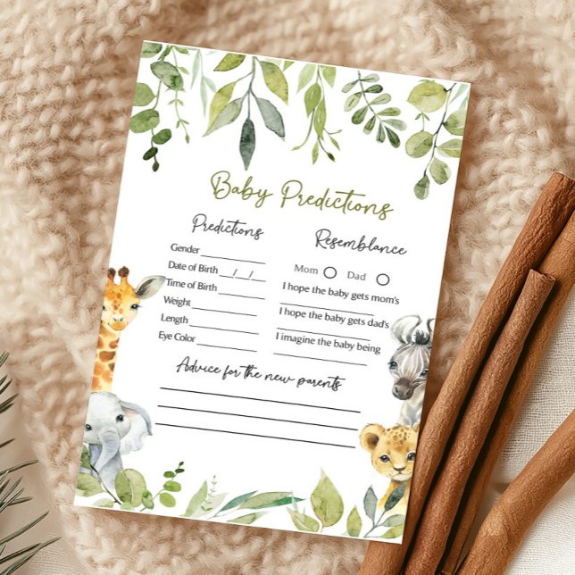 Wild One Safari Baby Shower Baby Predictions Game (Von Creator hochgeladen)