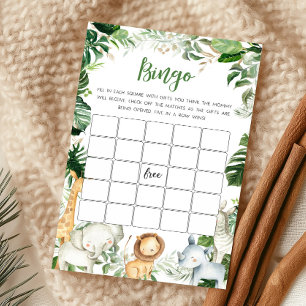 Wild One Safari Baby Shower Bingo Spiel