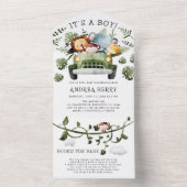 Wild One Safari Baby Shower Boy All In One Einladung (Innen Boden)