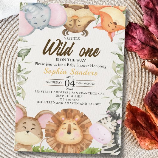 Wild One Safari Baby Shower Einladung