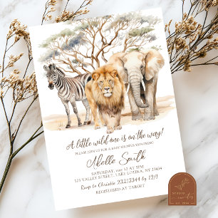 Wild One Safari Baby Shower Einladung