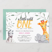 Wild One Safari Baby Shower Girl Einladung