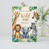 Wild One Safari Birthday Invitation Einladung (Stehend Vorderseite)