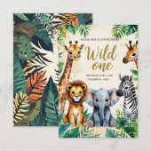 Wild One Safari Birthday Invitation Einladung (Vorne/Hinten)