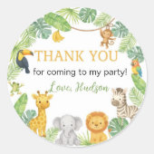 Wild One Safari Birthday Party Runder Aufkleber (Vorderseite)