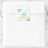 Wild One Safari Blue und Gold Leopard 1. Geburtsta Quadratischer Aufkleber (Tasche)