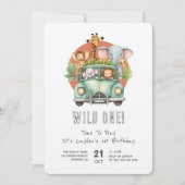 Wild One Safari Boho 1. Geburtstag Einladung (Vorderseite)