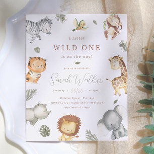 Wild One Safari Boy Budget Kinderdusche Einladung