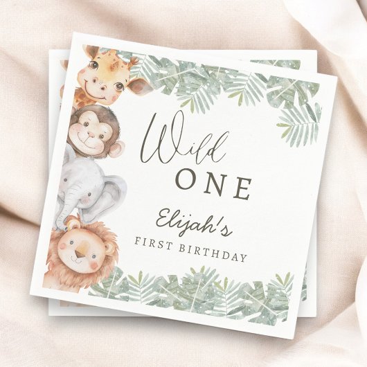 Wild One Safari Boy's 1st Birthday Serviette