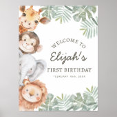 Wild One Safari Boy's 1st Birthday Welcome Sign Poster (Vorne)